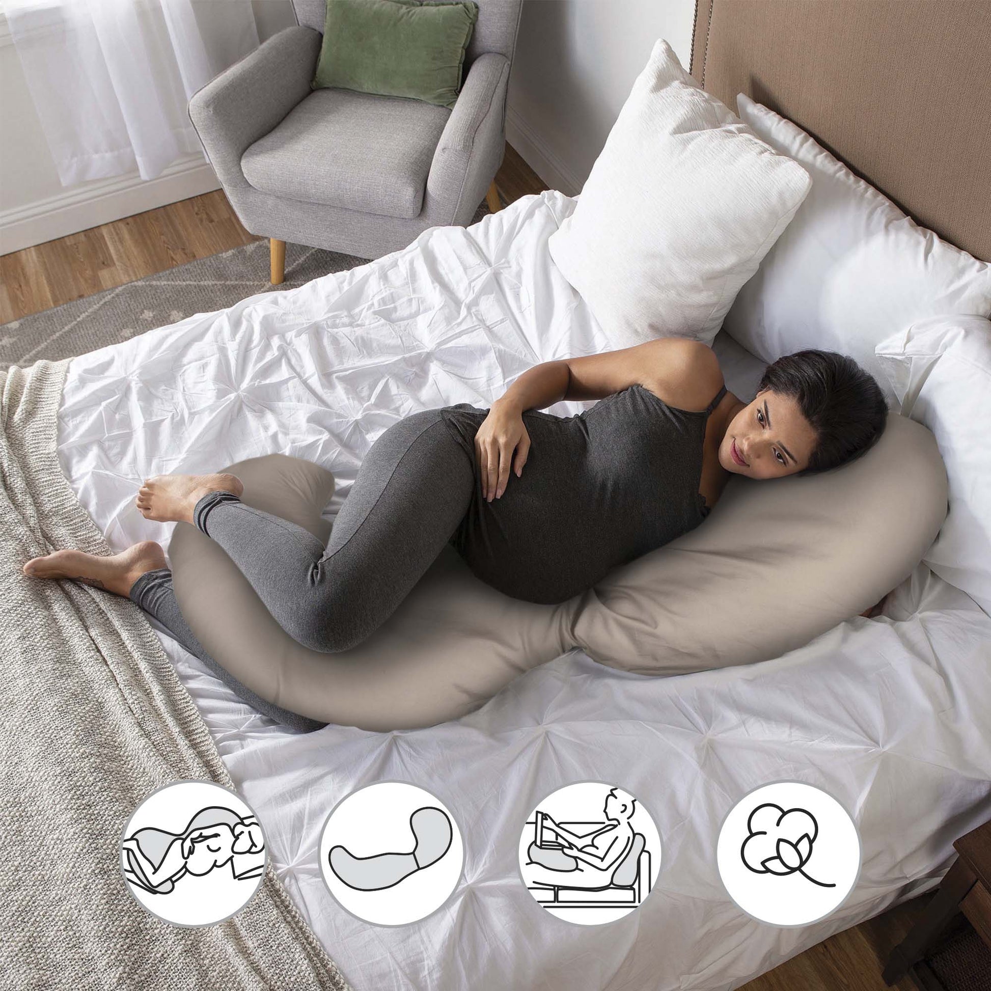 Total Body Pregnancy Pillow with Organic Cotton Pillow Cover